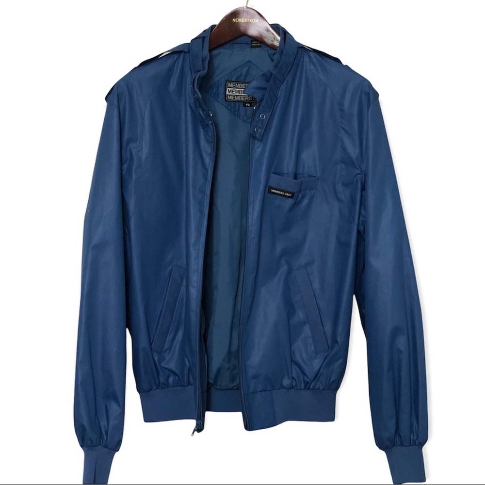 ◈SOLD◈ Vtg MEMBERS ONLY Navy Blue Racer Jacket - Mens Size 40 Windbreaker 1980s - Picture 4 of 10